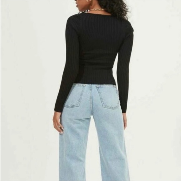 NEW ASTR The Label | Revolve Black Ribbed Cutout Cortana Sweater Small - Picture 3 of 9